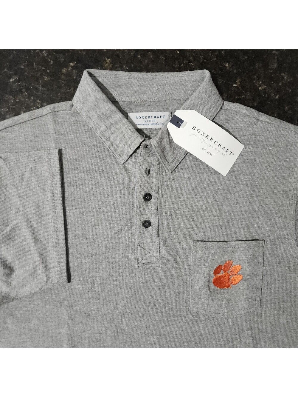 NWT Boxercraft Pique Pocket Polo Shirt Clemson Tigers Game Day Football Medium